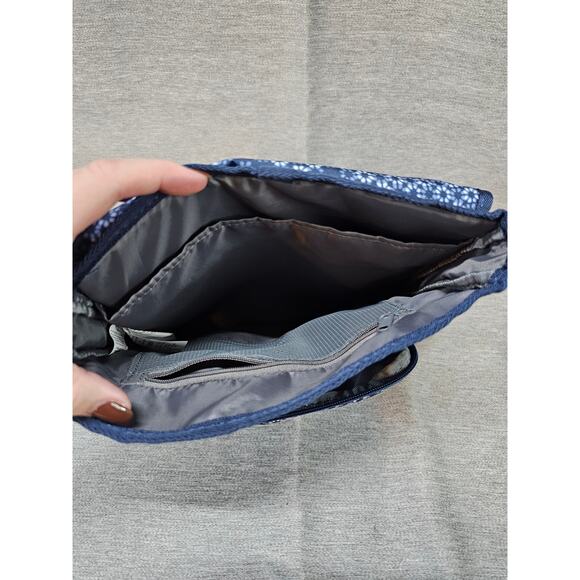 Eddie Bauer Navy Floral Purse/Carryall/Tablet/School Bag Long Adjustable Strap - Picture 4 of 8